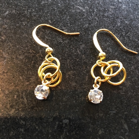 made by me (reclaimed pieces) Jewelry - Handcrafted gold and crystal dangle earrings
